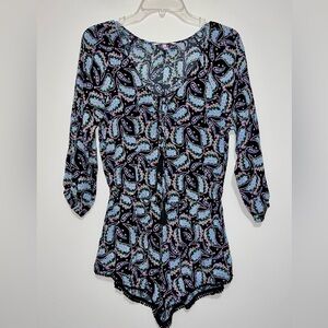 EUC Victoria's Secret Long Sleeve Beach Coverup Paisley Romper Women's Size XS